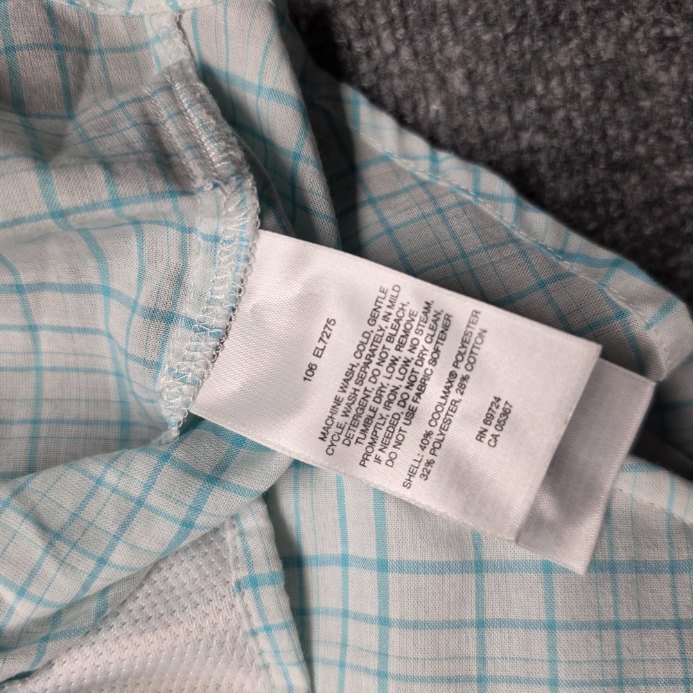 Columbia Titanium Womens M Shirt Plaid Short Sleeve Hiking Top Aqua Grid Checked - Picture 10 of 12